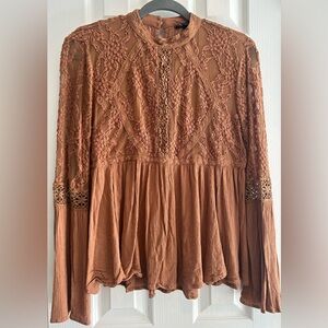 American Eagle Outfitters Brown Lace Top